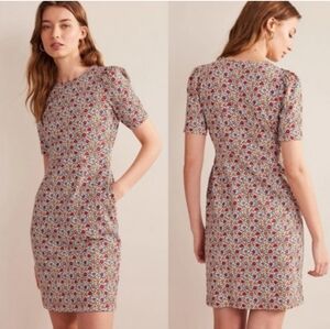 BODEN Crew Neck Jersey Dress Multi Enchanting Bloom Women's 2P